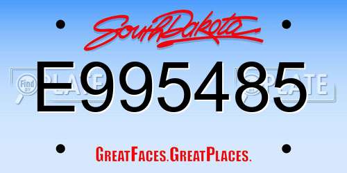 E995485 South Dakota License Plate