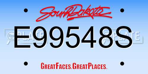 E99548S South Dakota License Plate
