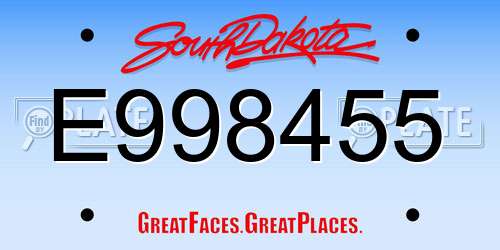 E998455 South Dakota License Plate