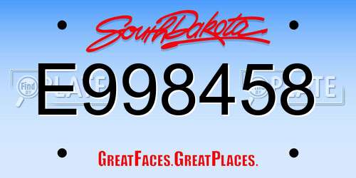 E998458 South Dakota License Plate