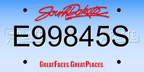 E99845S South Dakota License Plate