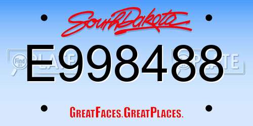 E998488 South Dakota License Plate