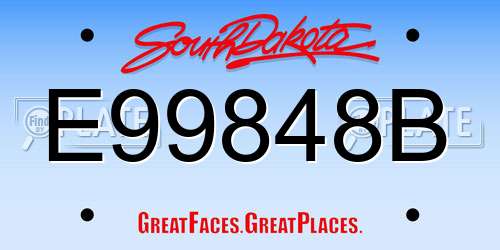 E99848B South Dakota License Plate