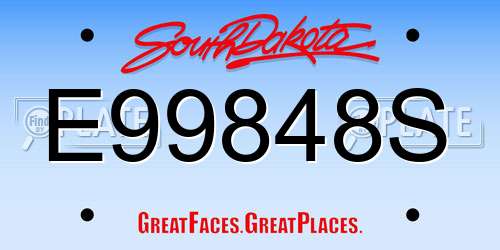 E99848S South Dakota License Plate