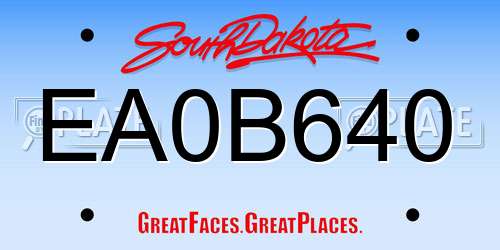 EA0B640 South Dakota License Plate