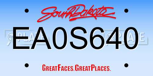 EA0S640 South Dakota License Plate