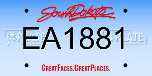 EA1881 South Dakota License Plate