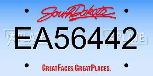 EA56442 South Dakota License Plate