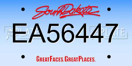 EA56447 South Dakota License Plate