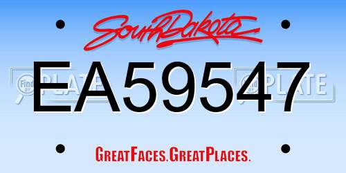 EA59547 South Dakota License Plate