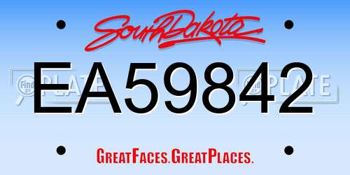 EA59842 South Dakota License Plate