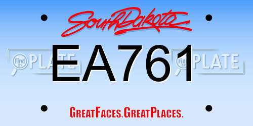 EA761 South Dakota License Plate