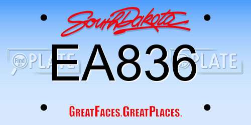 EA836 South Dakota License Plate