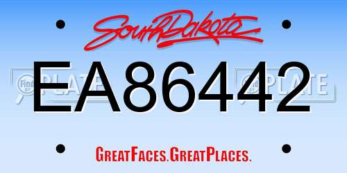 EA86442 South Dakota License Plate