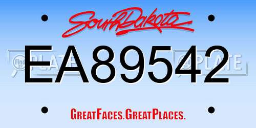 EA89542 South Dakota License Plate