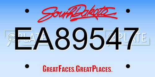 EA89547 South Dakota License Plate