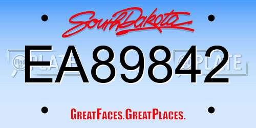 EA89842 South Dakota License Plate