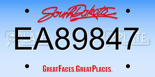 EA89847 South Dakota License Plate
