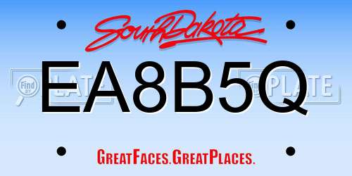EA8B5Q South Dakota License Plate