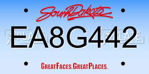 EA8G442 South Dakota License Plate