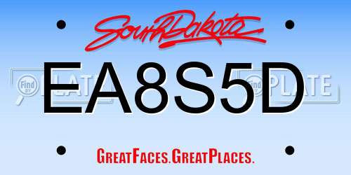 EA8S5D South Dakota License Plate