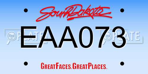 EAA073 South Dakota License Plate
