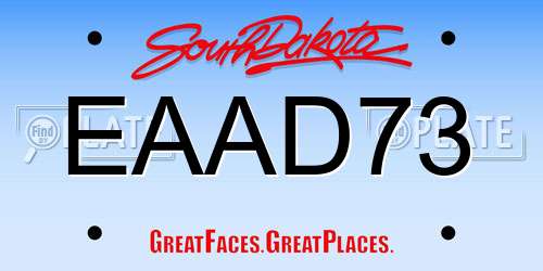 EAAD73 South Dakota License Plate