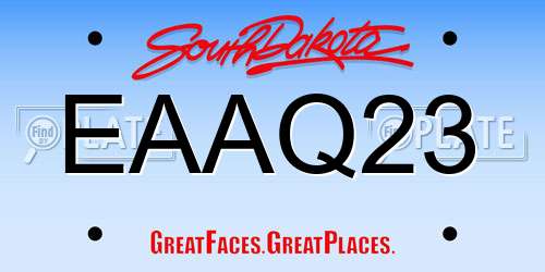 EAAQ23 South Dakota License Plate