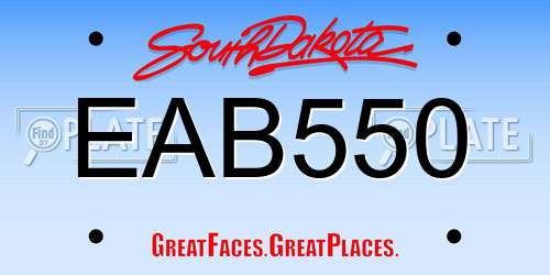 EAB550 South Dakota License Plate