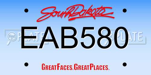 EAB580 South Dakota License Plate