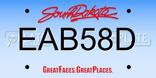 EAB58D South Dakota License Plate