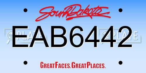 EAB6442 South Dakota License Plate