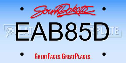 EAB85D South Dakota License Plate