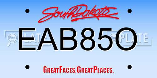 EAB85O South Dakota License Plate