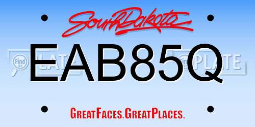 EAB85Q South Dakota License Plate