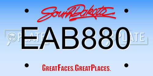 EAB880 South Dakota License Plate