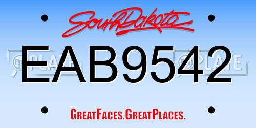 EAB9542 South Dakota License Plate