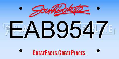 EAB9547 South Dakota License Plate