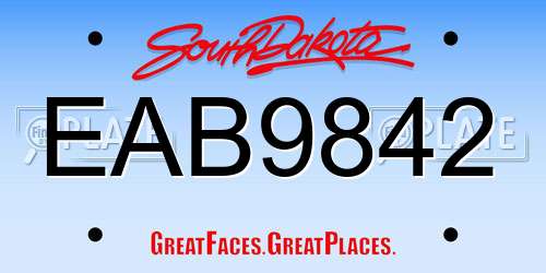 EAB9842 South Dakota License Plate