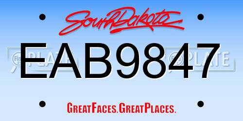 EAB9847 South Dakota License Plate