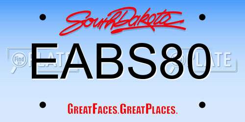 EABS80 South Dakota License Plate