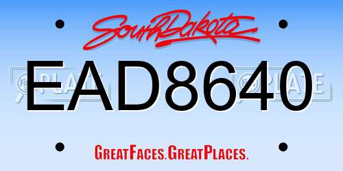 EAD8640 South Dakota License Plate
