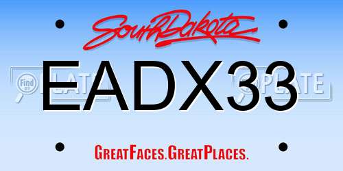 EADX33 South Dakota License Plate