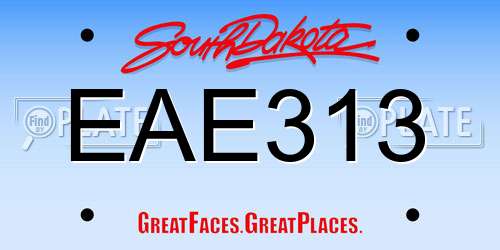 EAE313 South Dakota License Plate
