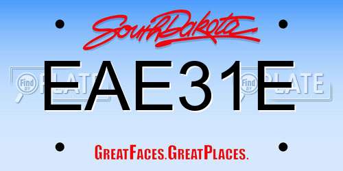 EAE31E South Dakota License Plate