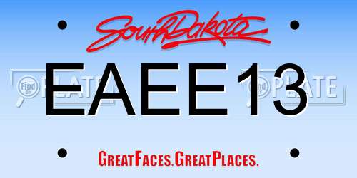 EAEE13 South Dakota License Plate