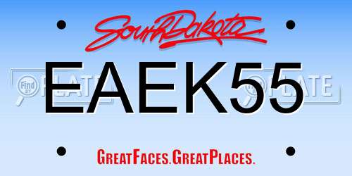 EAEK55 South Dakota License Plate