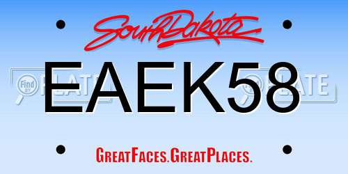 EAEK58 South Dakota License Plate