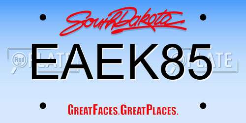 EAEK85 South Dakota License Plate