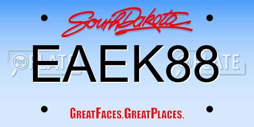 EAEK88 South Dakota License Plate